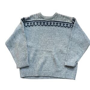 Vintage Structure Women's Blue Gray 100% Wool Crew Neckline Sweater Size XL